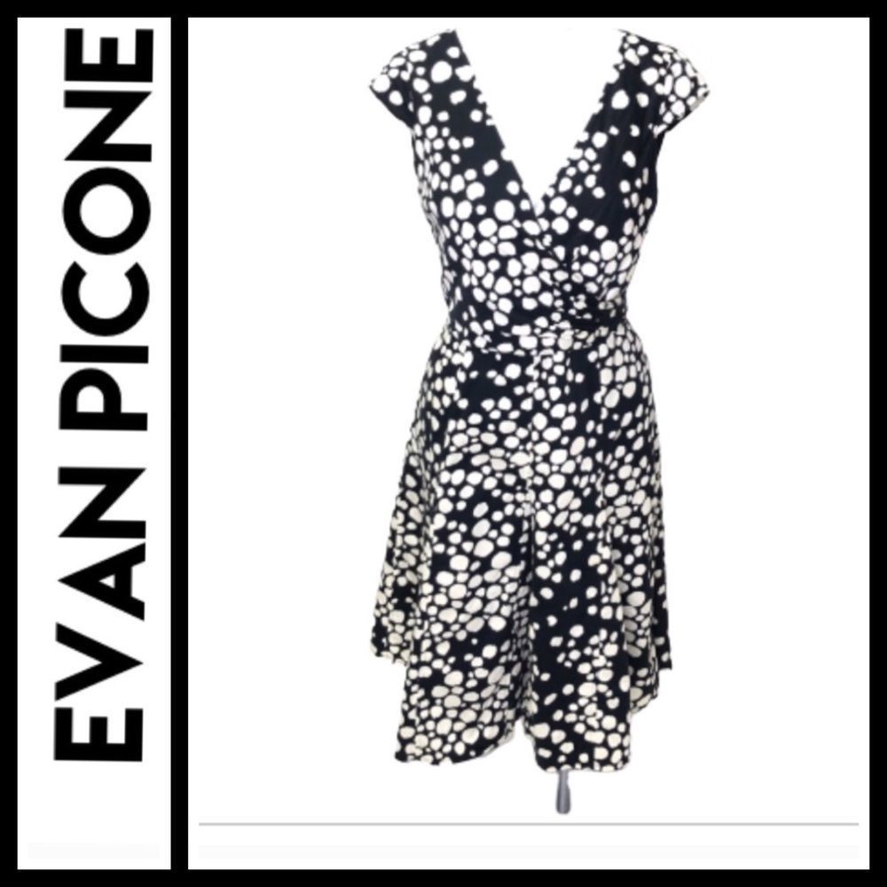 Evan Picone Black and Cream Dress